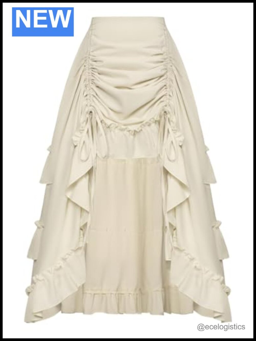 Gothic Pirate Skirt 2-in-1 Ruched High-Low Maxi Victorian Renaissance Alt